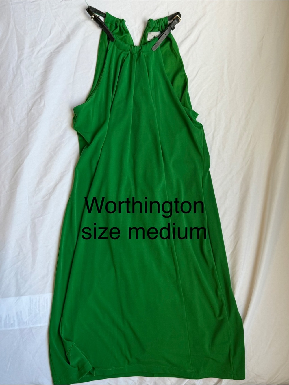 Worthington Bright Green Sleeveless Halter Midi Dress
